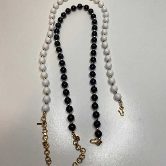 two Monet Gold Tone white and Black Bead Chokers - Picture 1 of 6